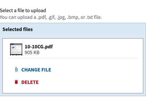 Populated file upload with a single file