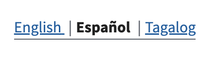The language toggle with the spanish option selected.