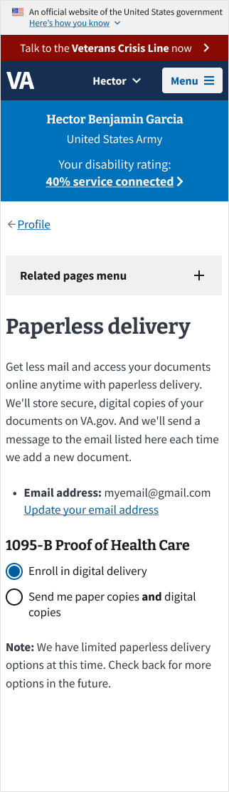 Paperless Delivery with a collapsed Side Navigation in a mobile view