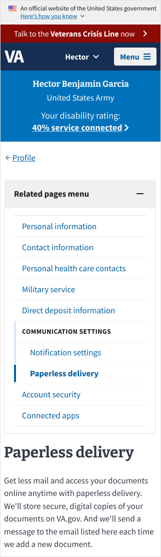 Paperless Delivery with an expanded Side Navigation in a mobile view