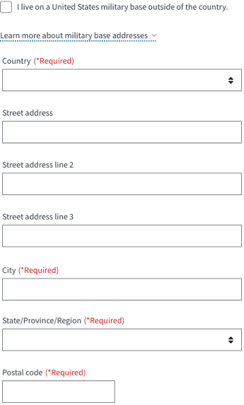 An example of a single address form.