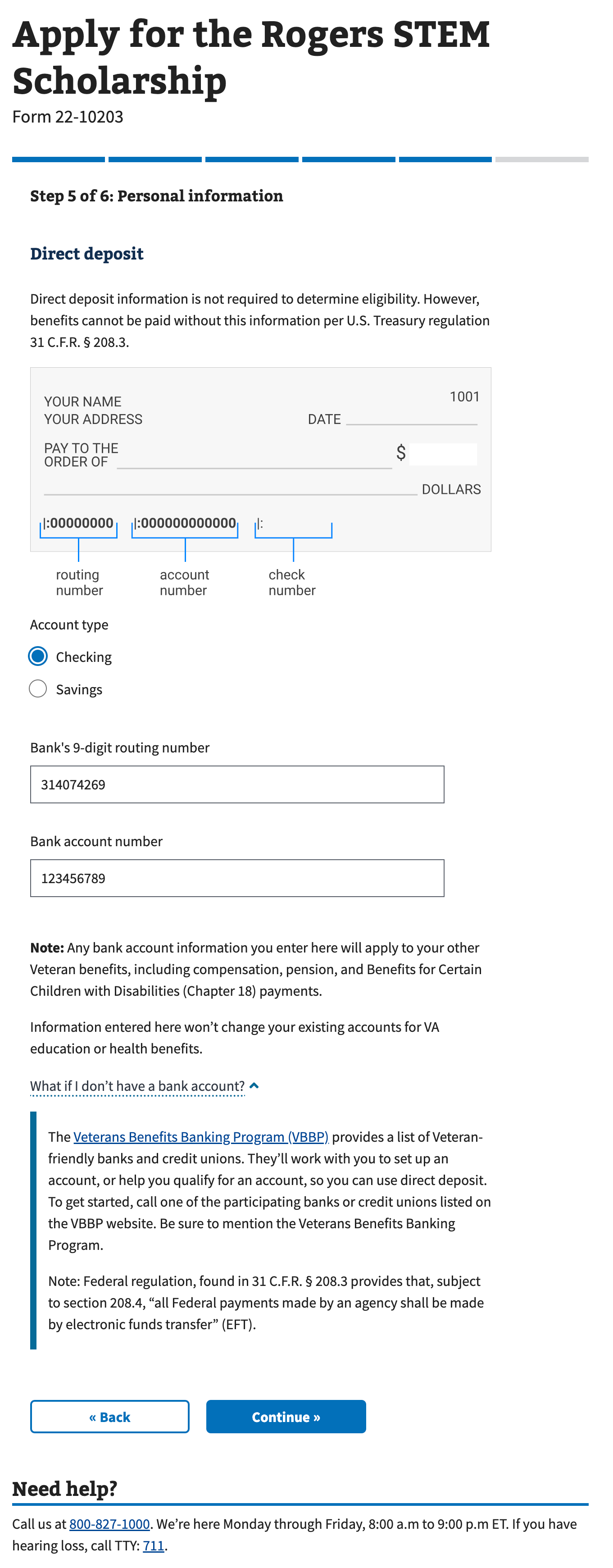 Direct deposit VA.gov Design System