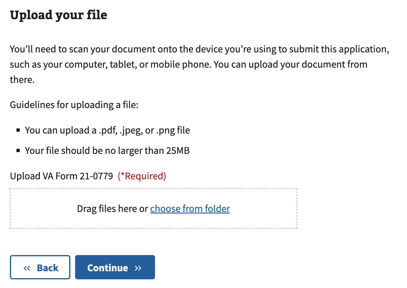 The default state of file upload.