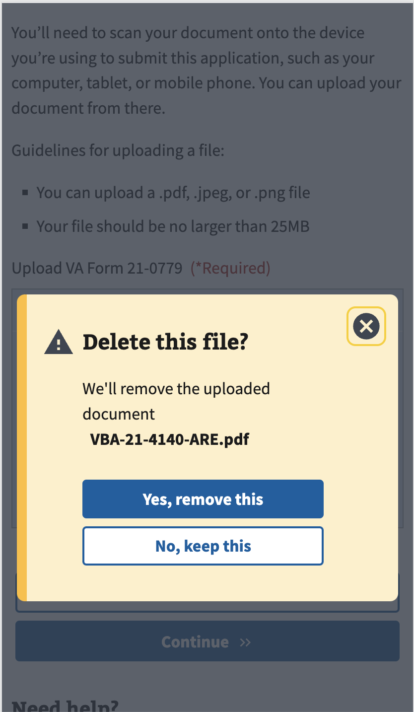 The delete state of file upload.