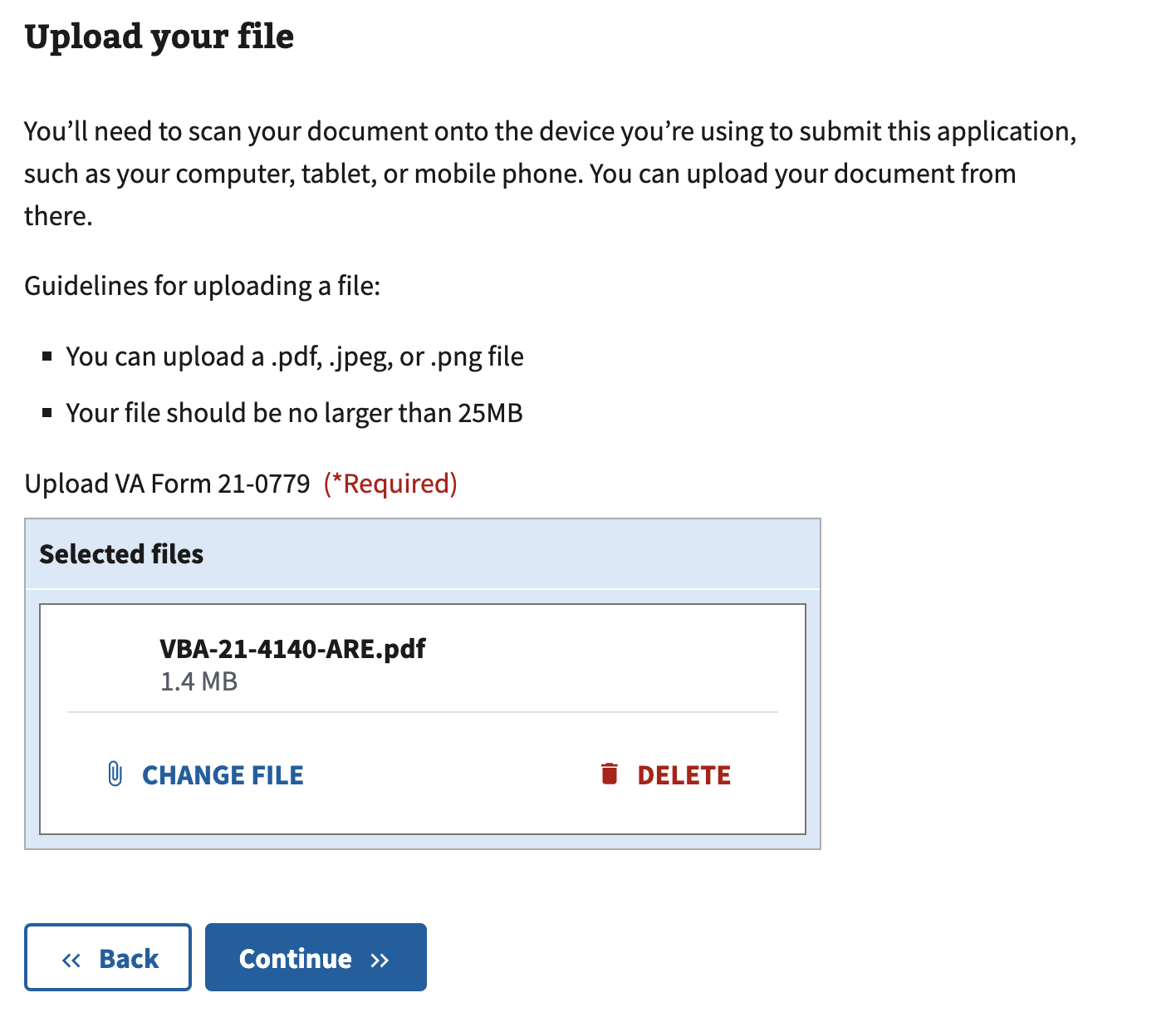 The review state of file upload.