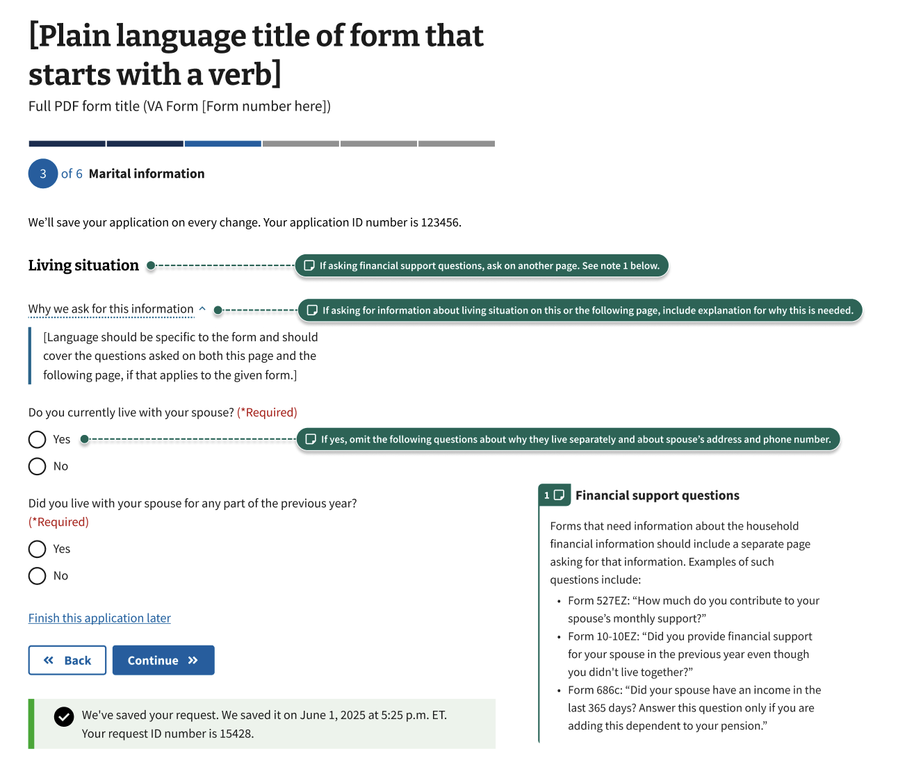 A display of the page asking if the user lives with their spouse.