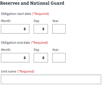reserves and national guard disability form structure