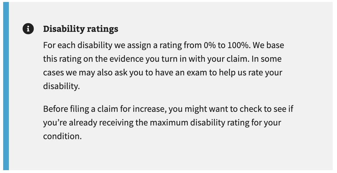An example of a disability ratings alert.